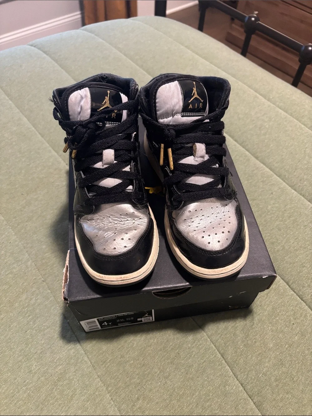 Air Jordan Kids' Black metallic gold High-Top Sneakers